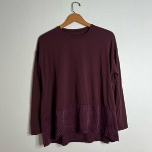 Lululemon Ease Of Mind Long Sleeve Top Maroon Bordeaux Drama Oversized Size S